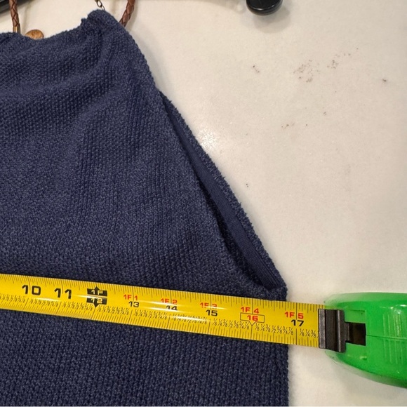 Lauren Ralph Lauren Navy Blue Knit Sweater Tank /halter Top Leather Strap Sz L - Picture 5 of 7